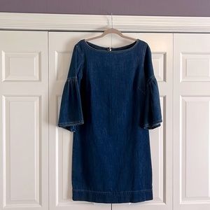Lauren Ralph Lauren classic dark denim dress with bell sleeves.  Size 8